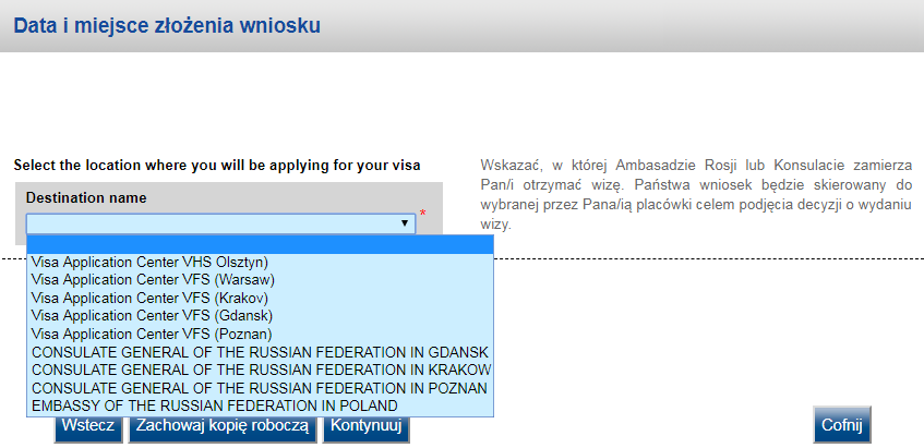 wniosek wizowy wiza do Rosji
